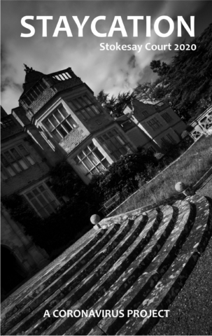 Staycation Cover - Stokesay Court 2020 - steps leading to a Victorian mansion