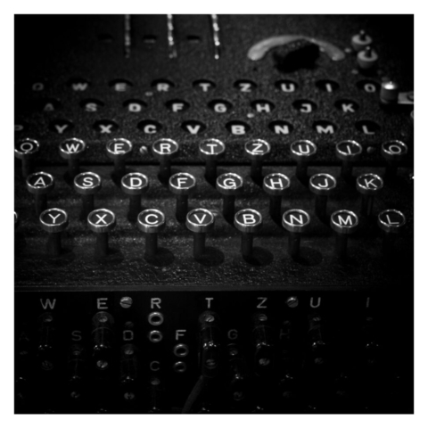 The QWERTY keys of an Enigma cipher machine
