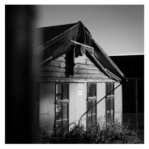 A dilapidated wooden hut