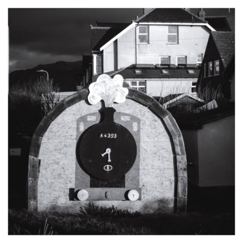 Garden Shed made to like a cartoon steam engine