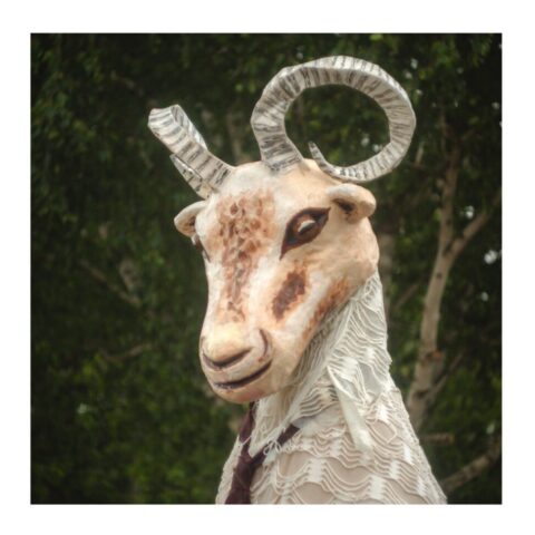 Papier-mâché sheep's head at the Shropshire Show