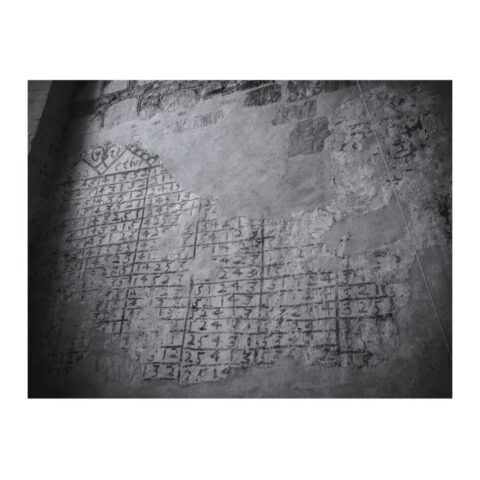 Markings on the tower of Imber Church