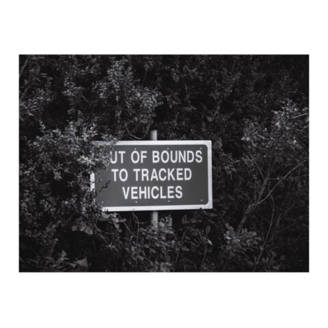 'OUT OF BOUNDS TO TRACKED VEHICLES' sign