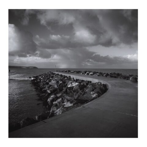 Aberaeron Costal Defence Scheme - breakwater on stormy weather